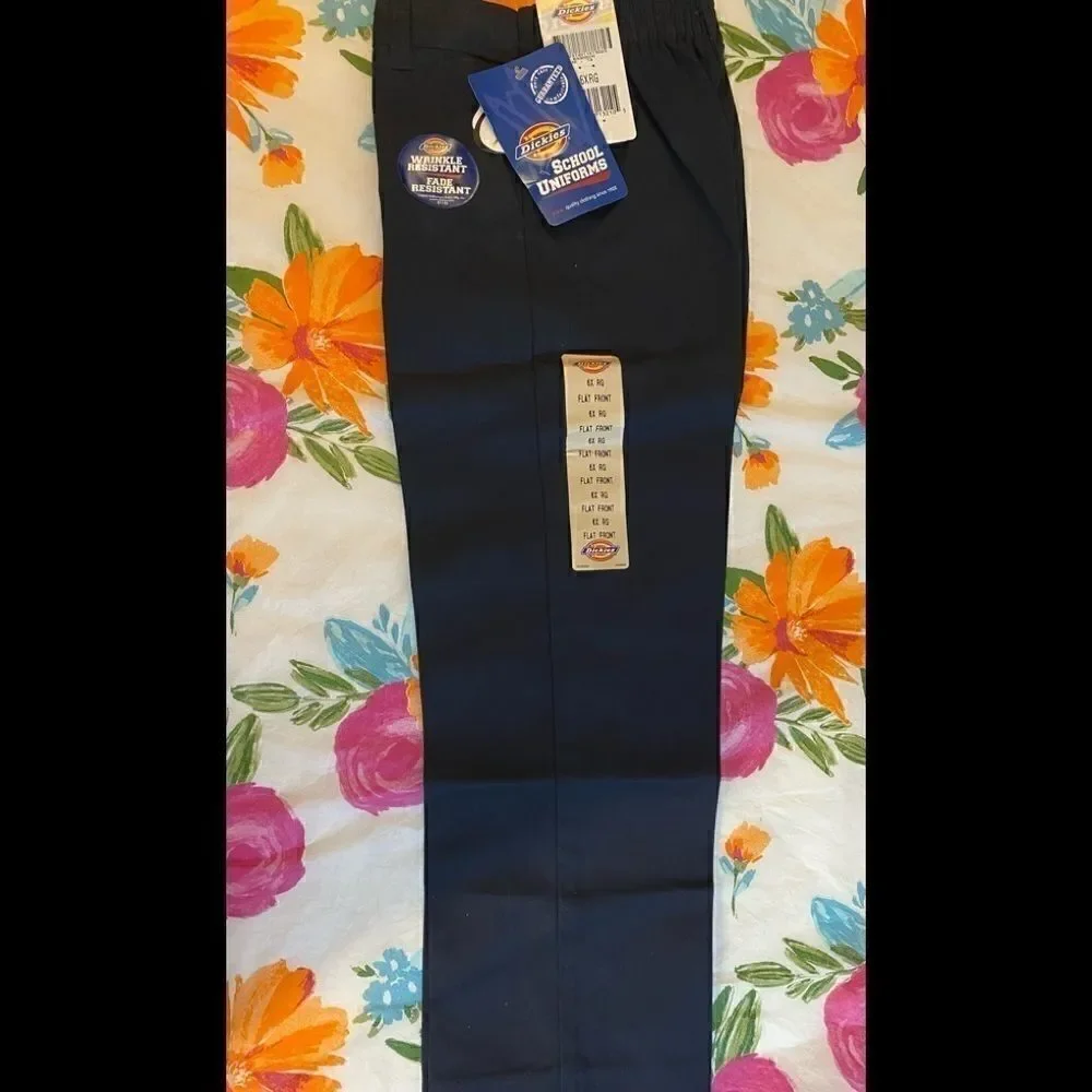 💥Dickies Girls Flat Front Navy Classic Fit Pants